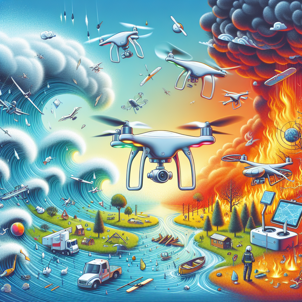 "드론 기술을 활용하여 자연 재해를 예방하고 대응하는 혁신적인 시스템을 보여주는 이미지"